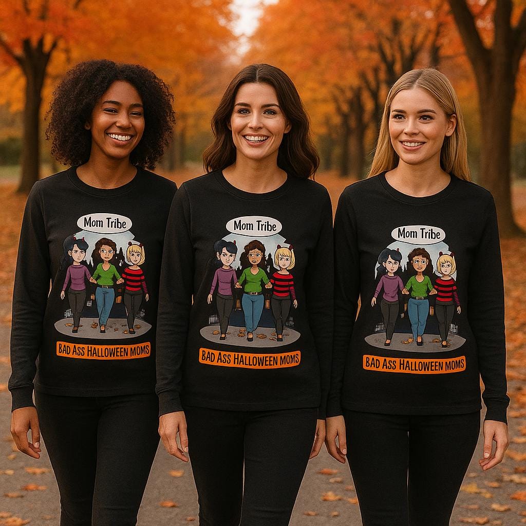 Bad Ass Halloween Moms Long Sleeve Tee | Unisex Jersey Tee, Halloween Apparel, Funny Mom Gift, Spooky Season Shirt, Party Outfit
