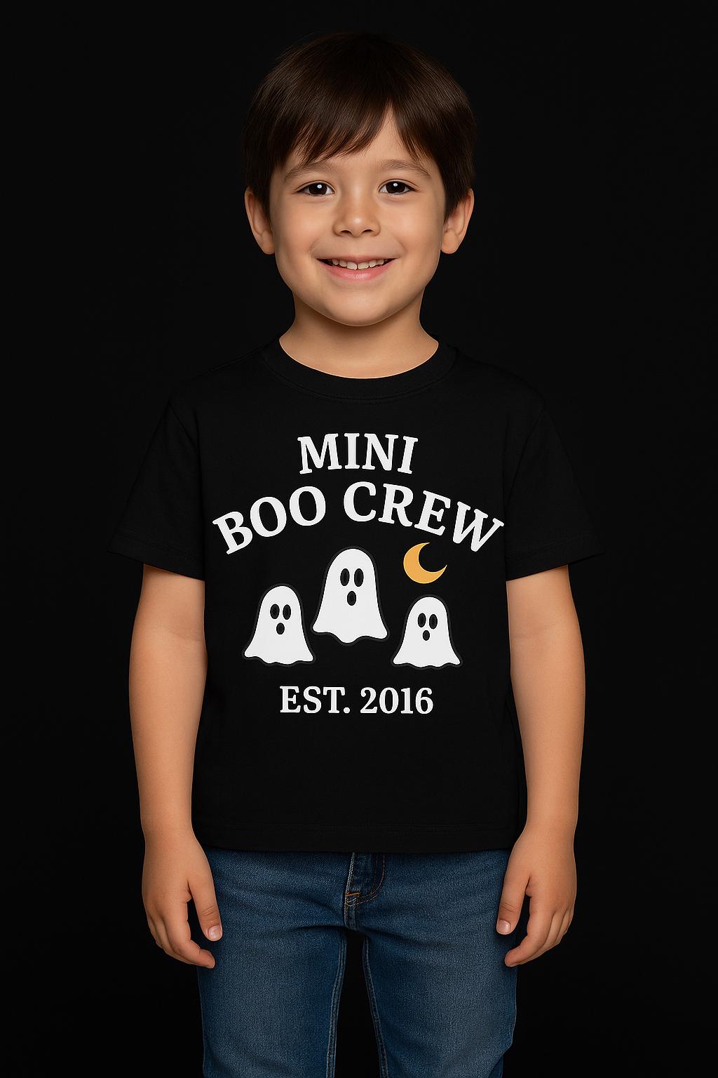 Mini Boo Crew Kids Tee - Halloween Ghost Shirt, Spooky T-Shirt for Children, Halloween Costume, Trick or Treat Shirt, Fun Mock Tee