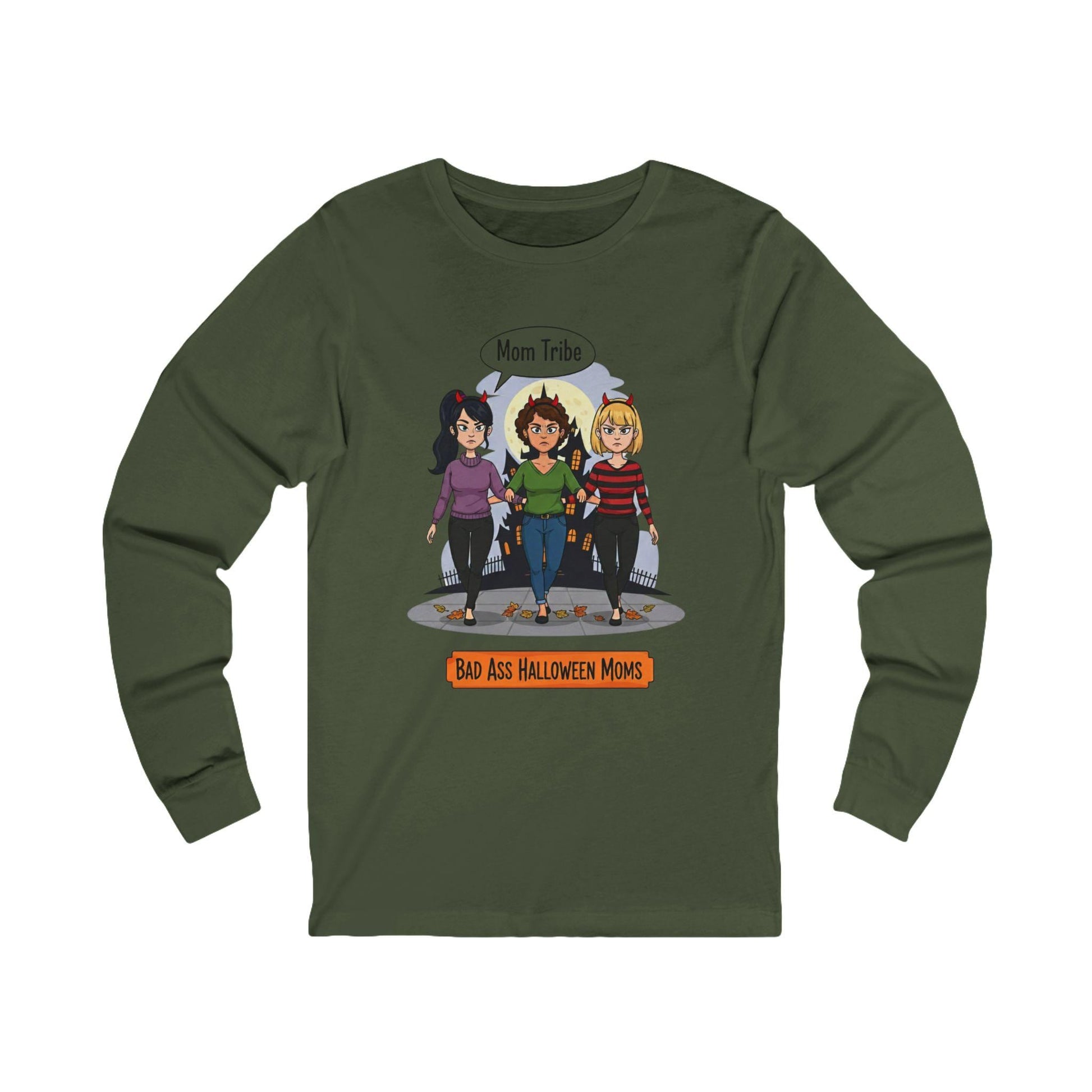 Bad Ass Halloween Moms Long Sleeve Tee | Unisex Jersey Tee, Halloween Apparel, Funny Mom Gift, Spooky Season Shirt, Party Outfit