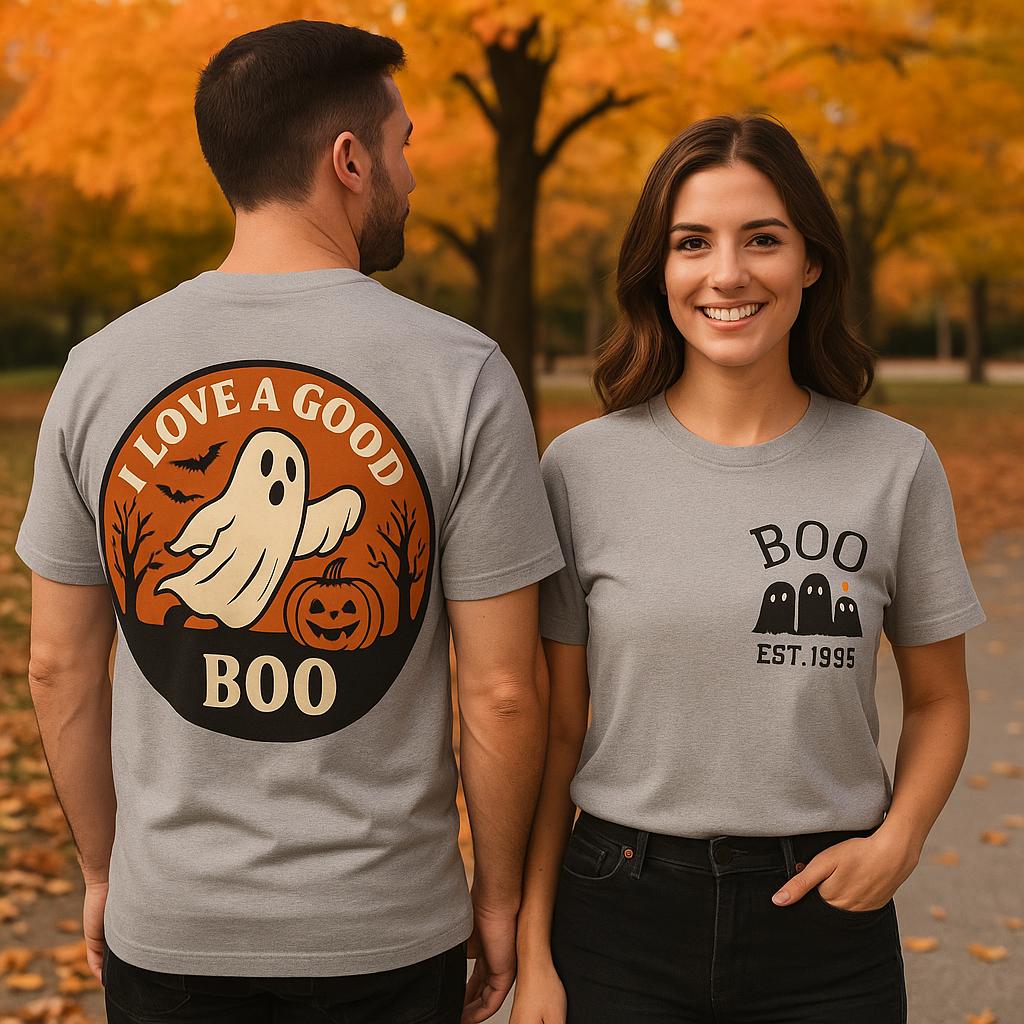 Halloween Ghost Unisex T-Shirt: Softstyle Cotton, Spooky Season