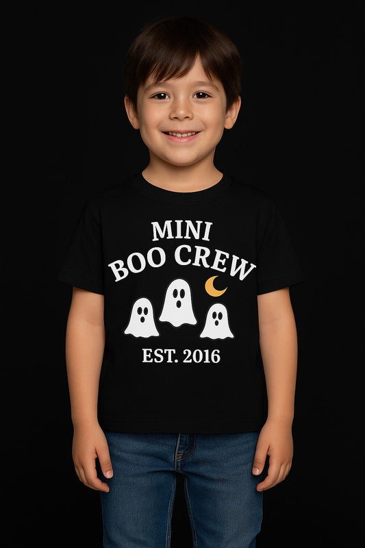 Mini Boo Crew Kids Tee - Halloween Ghost Shirt, Spooky T-Shirt for Children, Halloween Costume, Trick or Treat Shirt, Fun Mock Tee