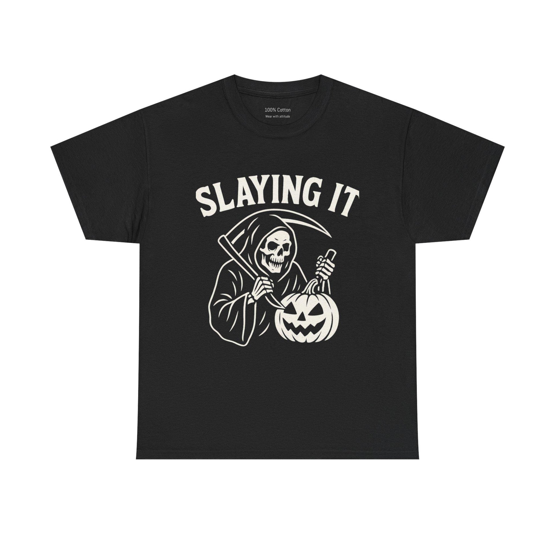 Halloween Graphic Tee, Spooky Tee for Fall, Unisex Slaying It Shirt, Casual Halloween Costume, Party Wear, Trick or Treat Shirt