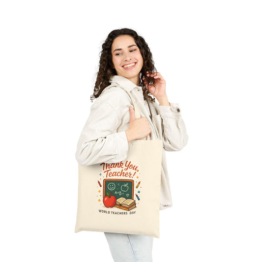 Teacher Appreciation Cotton Canvas Tote Bag: Thank You Gift