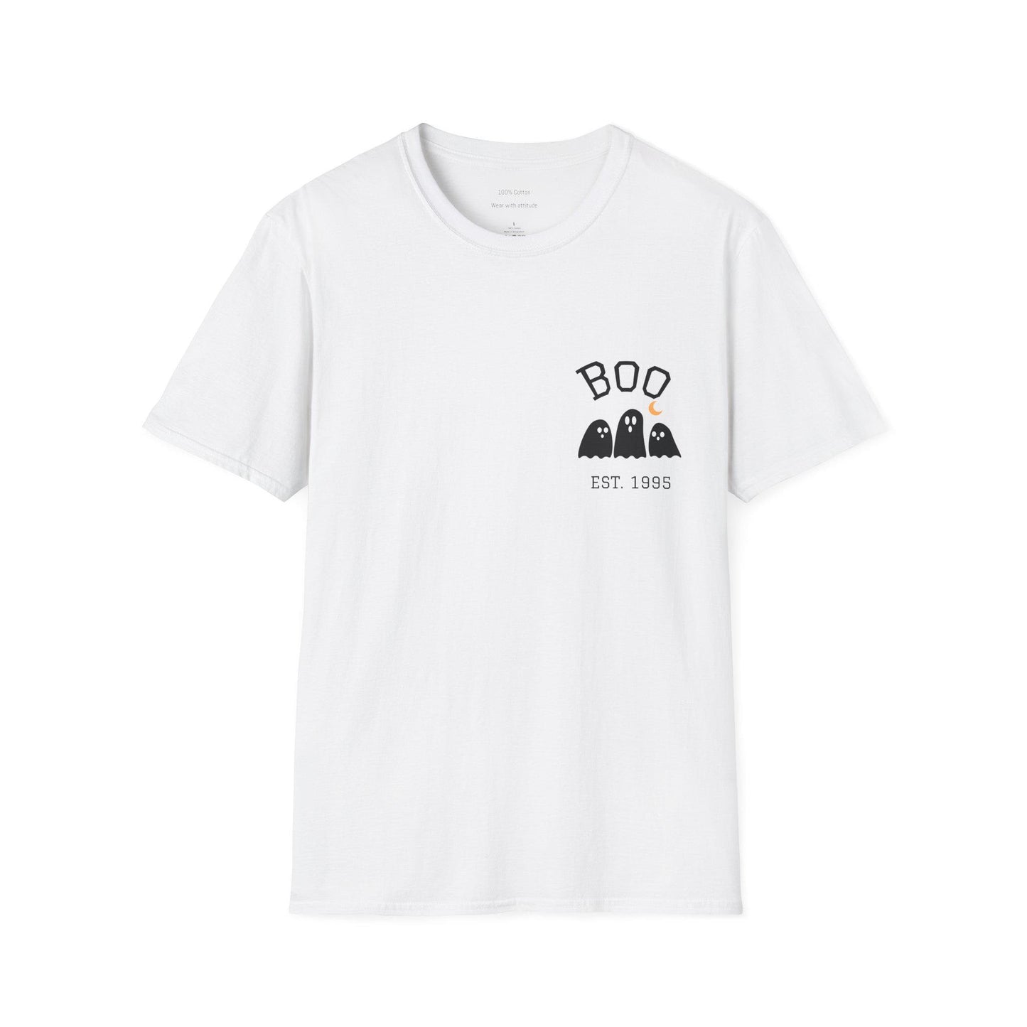 Halloween Ghost Unisex T-Shirt: Softstyle Cotton, Spooky Season