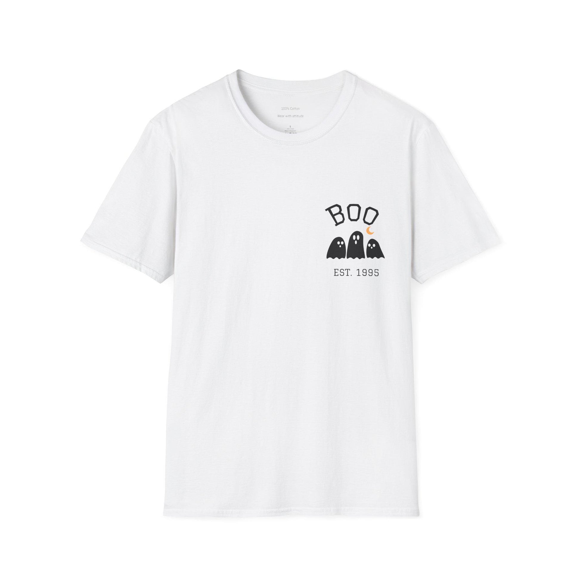 Halloween Ghost Unisex T-Shirt: Softstyle Cotton, Spooky Season