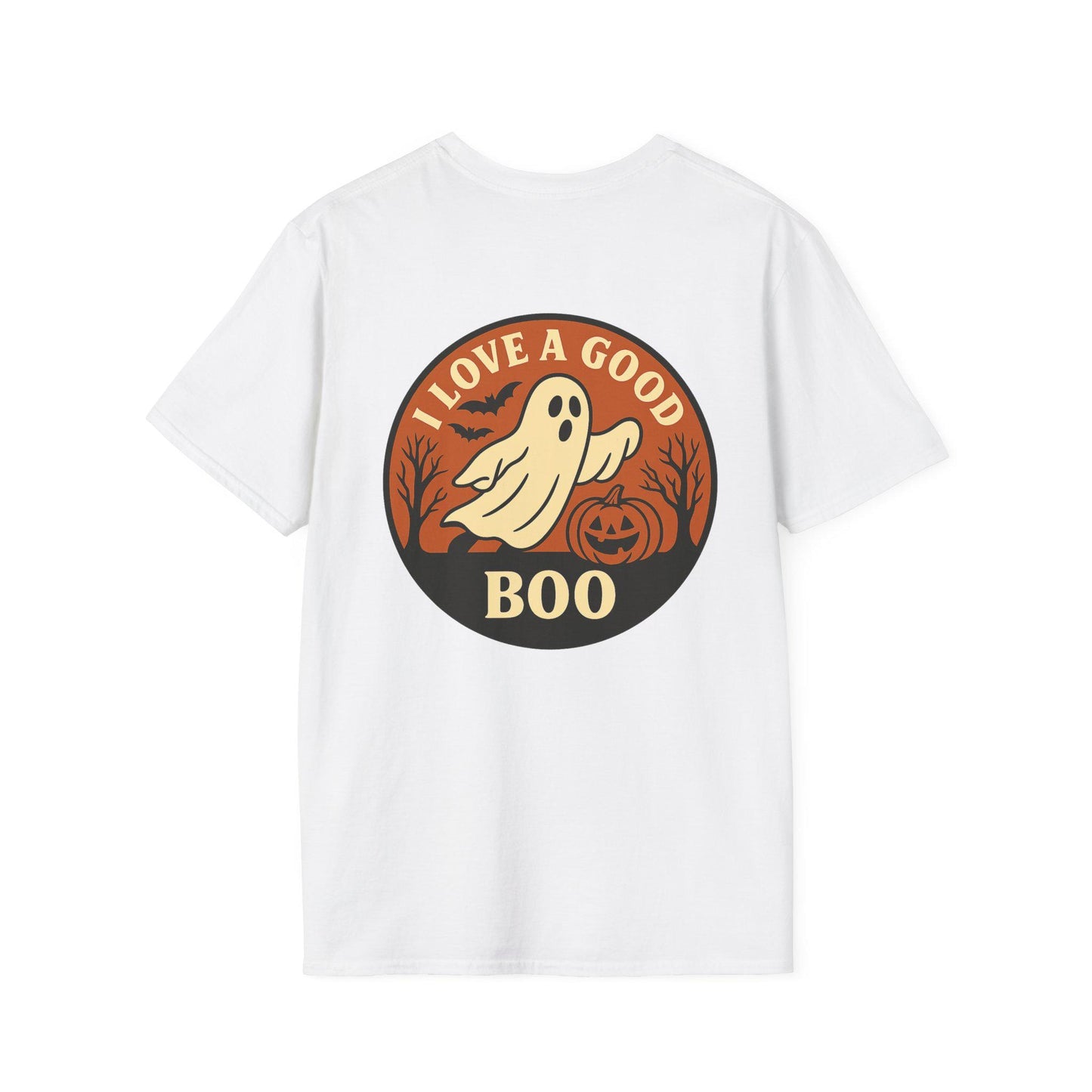 Halloween Ghost Unisex T-Shirt: Softstyle Cotton, Spooky Season
