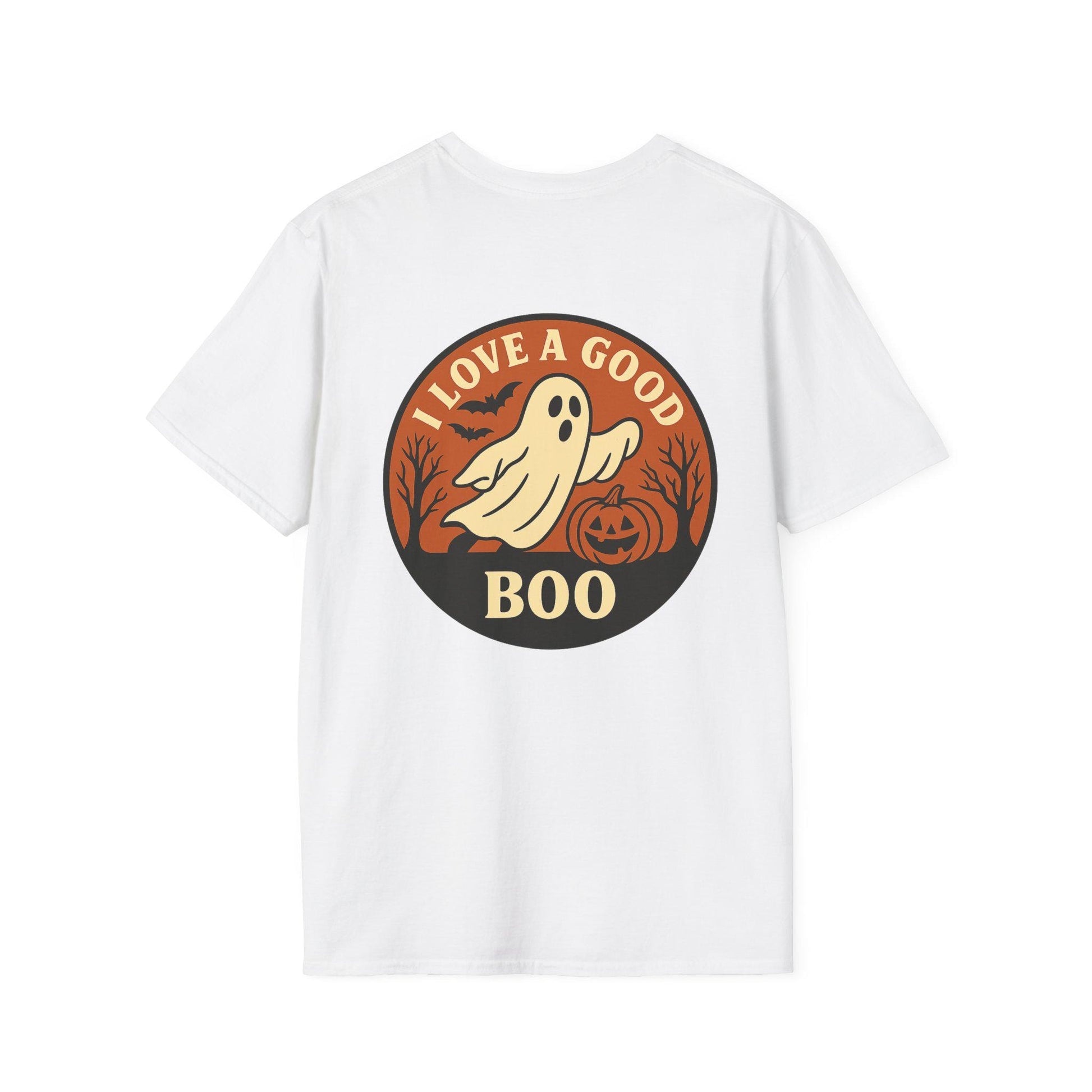 Halloween Ghost Unisex T-Shirt: Softstyle Cotton, Spooky Season